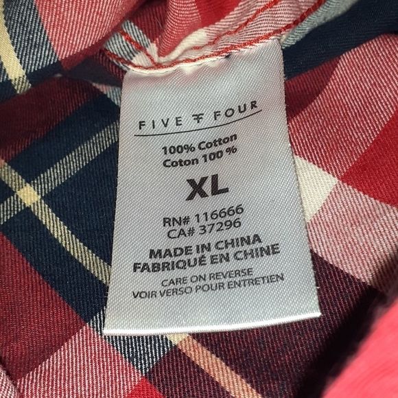 Five Four Plaid Button Up Shirt Elbow Patches XL - Picture 7 of 9